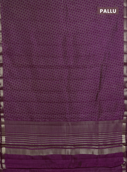 Semi Raw Silk Saree purple with allover geometric prints and zari woven border