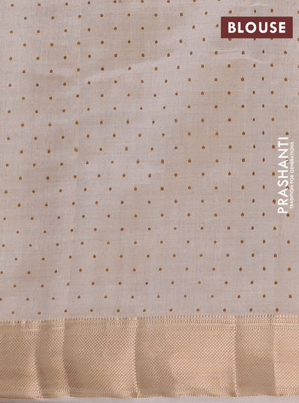 Semi Raw Silk Saree cream with allover geometric prints and zari woven border