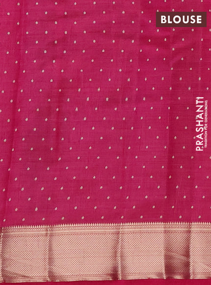 Semi Raw Silk Saree pink with allover geometric prints and zari woven border