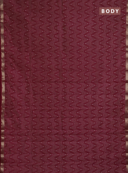 Semi Raw Silk Saree maroon with allover zig zag prints and zari woven border