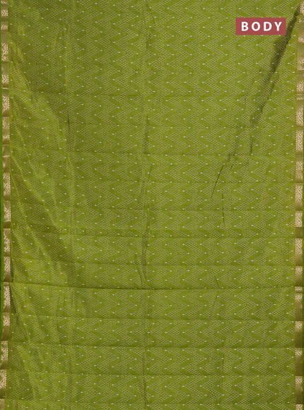 Semi Raw Silk Saree light green with allover zig zag prints and zari woven border