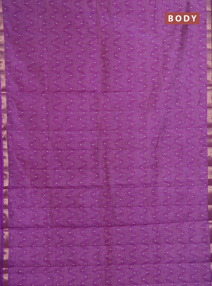 Semi Raw Silk Saree lavender with allover zig zag prints and zari woven border