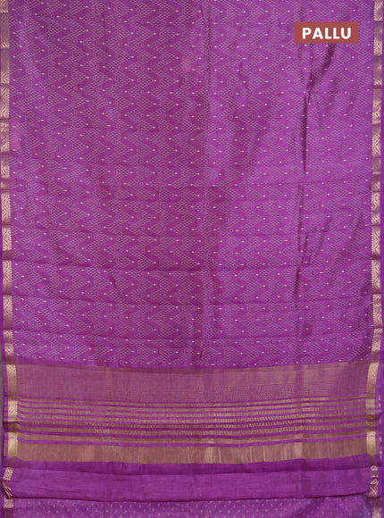 Semi Raw Silk Saree lavender with allover zig zag prints and zari woven border