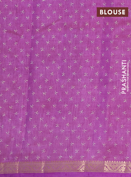 Semi Raw Silk Saree lavender with allover zig zag prints and zari woven border