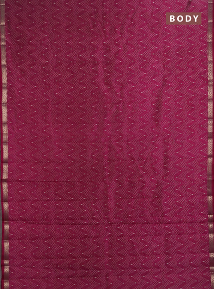 Semi Raw Silk Saree pink with allover zig zag prints and zari woven border