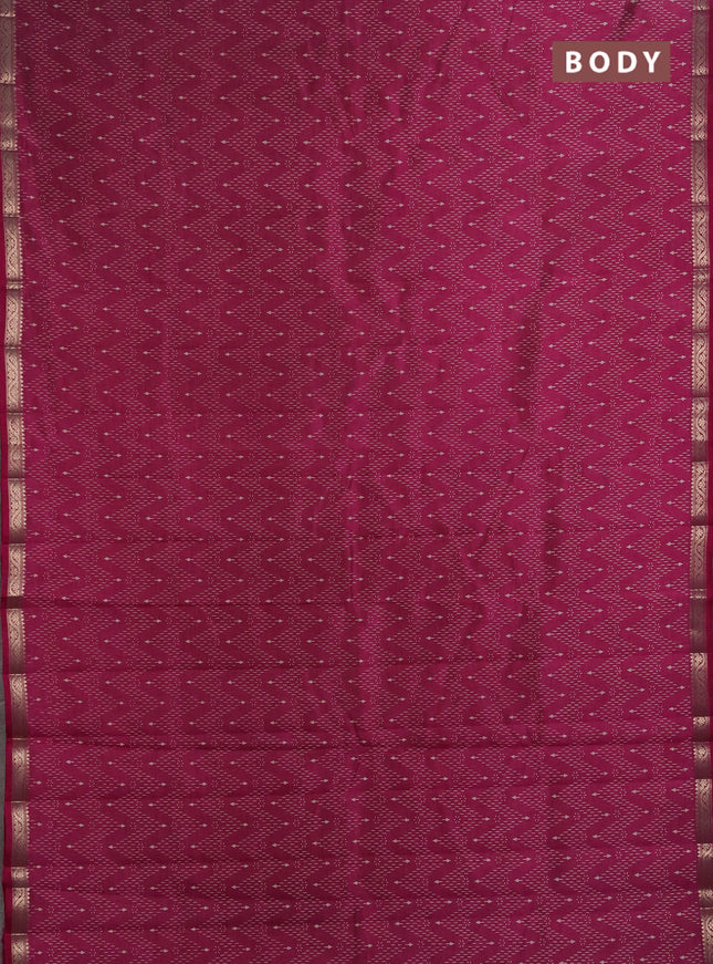 Semi Raw Silk Saree pink with allover zig zag prints and zari woven border
