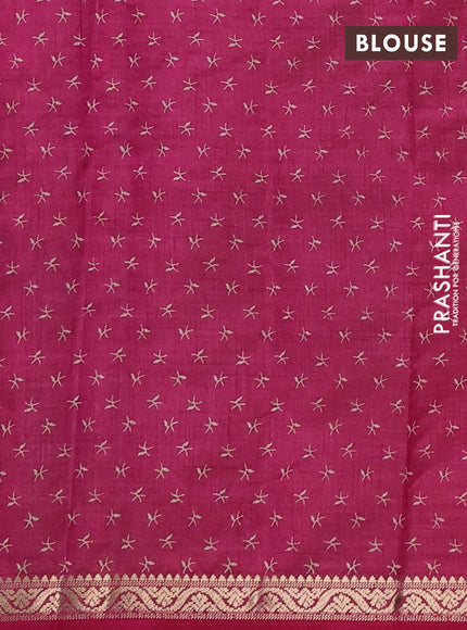 Semi Raw Silk Saree pink with allover zig zag prints and zari woven border