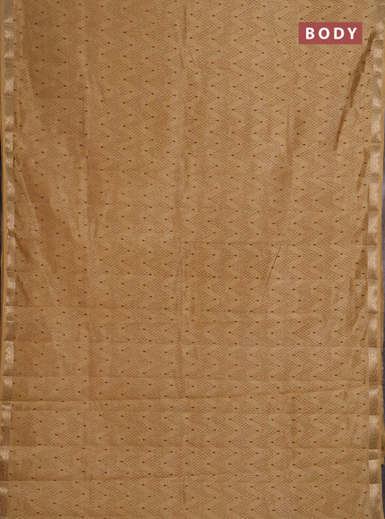 Semi Raw Silk Saree sandal with allover zig zag prints and zari woven border
