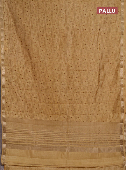 Semi Raw Silk Saree sandal with allover zig zag prints and zari woven border