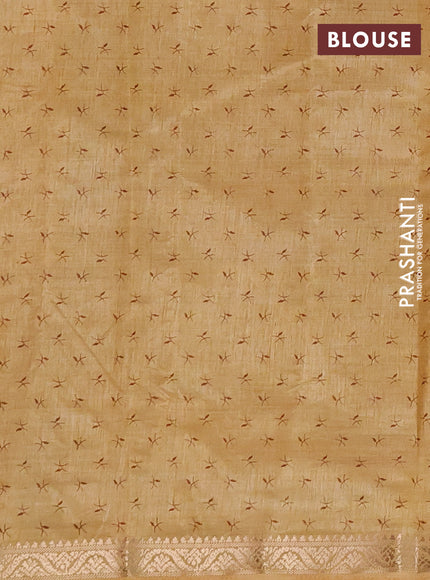 Semi Raw Silk Saree sandal with allover zig zag prints and zari woven border