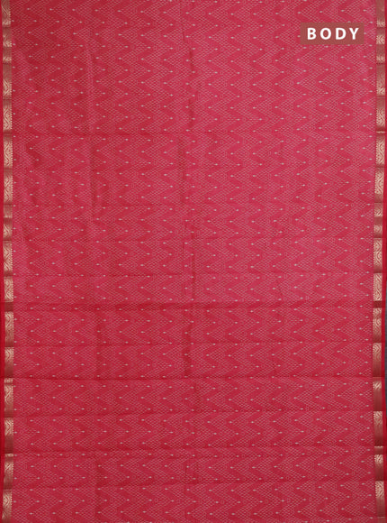 Semi Raw Silk Saree pink with allover zig zag prints and zari woven border