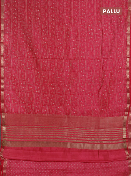 Semi Raw Silk Saree pink with allover zig zag prints and zari woven border