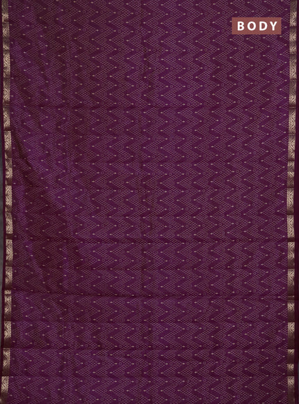 Semi Raw Silk Saree purple with allover zig zag prints and zari woven border