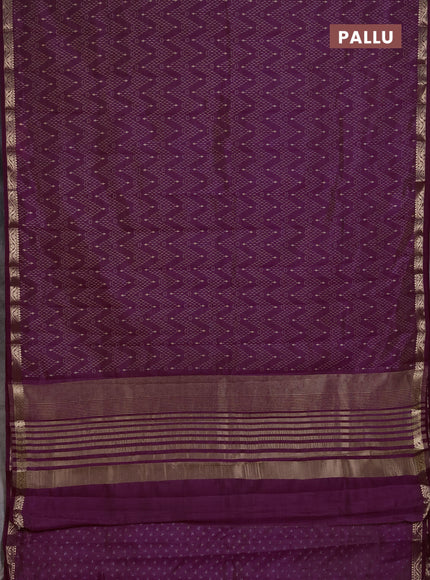 Semi Raw Silk Saree purple with allover zig zag prints and zari woven border