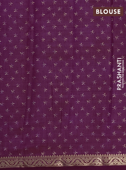 Semi Raw Silk Saree purple with allover zig zag prints and zari woven border