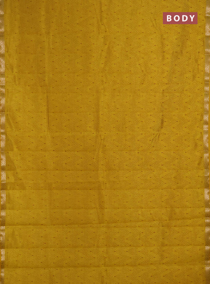 Semi Raw Silk Saree yellow with allover zig zag prints and zari woven border