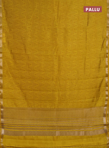Semi Raw Silk Saree yellow with allover zig zag prints and zari woven border