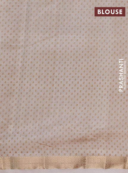 Semi Raw Silk Saree cream with allover box type butta prints and zari woven border