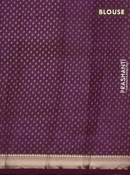 Semi Raw Silk Saree deep purple with allover box type butta prints and zari woven border