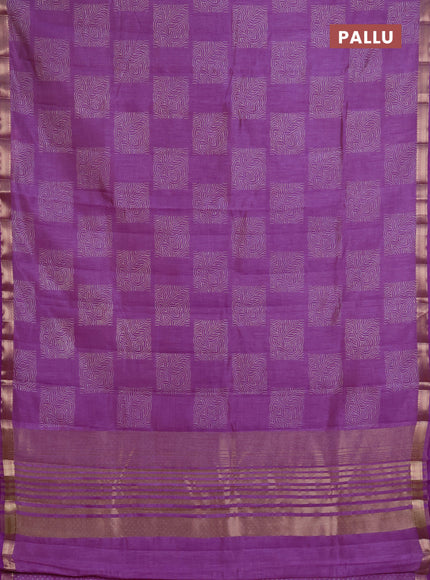 Semi Raw Silk Saree lavender with allover box type butta prints and zari woven border
