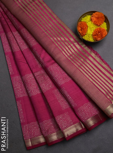 Semi Raw Silk Saree pink with allover box type butta prints and zari woven border