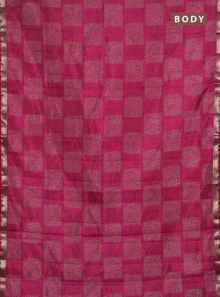 Semi Raw Silk Saree pink with allover box type butta prints and zari woven border