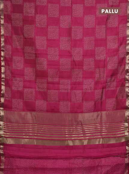 Semi Raw Silk Saree pink with allover box type butta prints and zari woven border