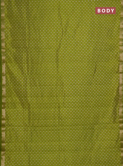 Semi Raw Silk Saree light green with allover butta prints and zari woven border