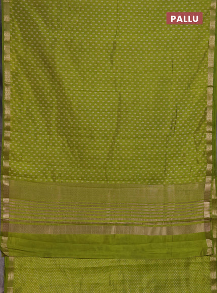 Semi Raw Silk Saree light green with allover butta prints and zari woven border