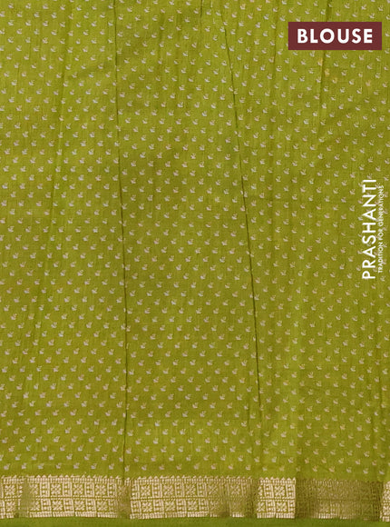 Semi Raw Silk Saree light green with allover butta prints and zari woven border