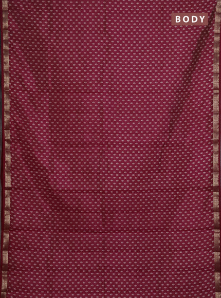 Semi Raw Silk Saree maroon with allover butta prints and zari woven border