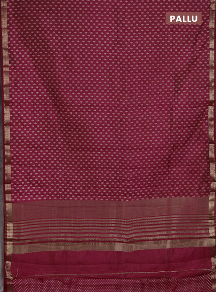 Semi Raw Silk Saree maroon with allover butta prints and zari woven border