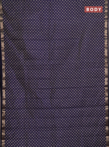 Semi Raw Silk Saree navy blue with allover butta prints and zari woven border