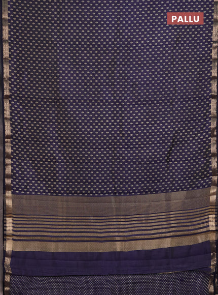 Semi Raw Silk Saree navy blue with allover butta prints and zari woven border