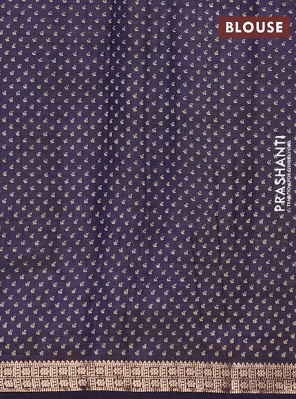 Semi Raw Silk Saree navy blue with allover butta prints and zari woven border