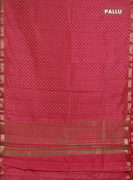 Semi Raw Silk Saree pink with allover butta prints and zari woven border