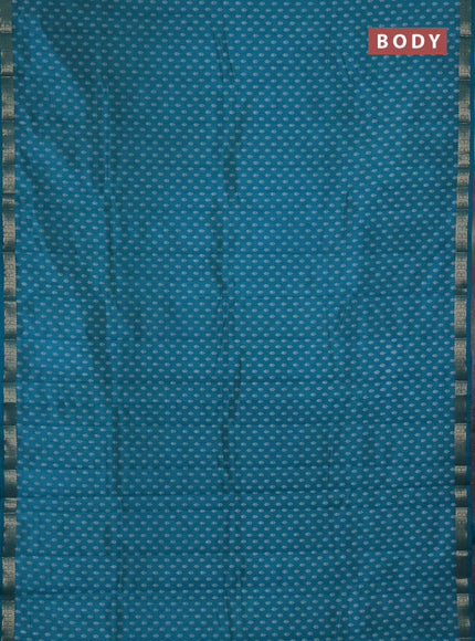 Semi Raw Silk Saree teal green with allover butta prints and zari woven border