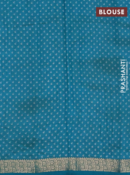 Semi Raw Silk Saree teal green with allover butta prints and zari woven border