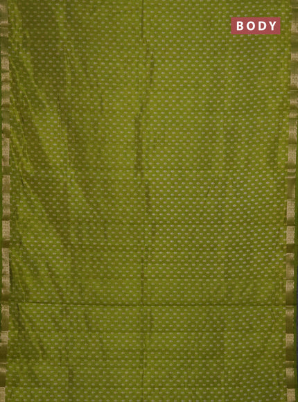 Semi Raw Silk Saree light green with allover butta prints and zari woven border
