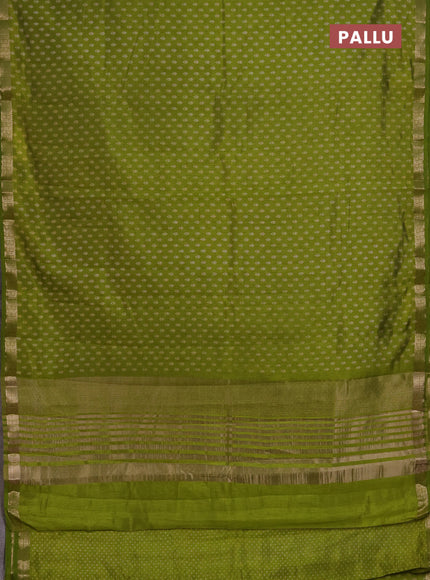 Semi Raw Silk Saree light green with allover butta prints and zari woven border