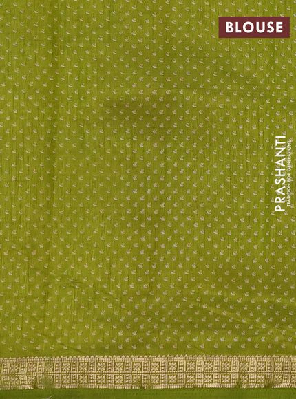 Semi Raw Silk Saree light green with allover butta prints and zari woven border