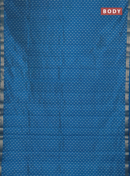 Semi Raw Silk Saree cs blue with allover butta prints and zari woven border