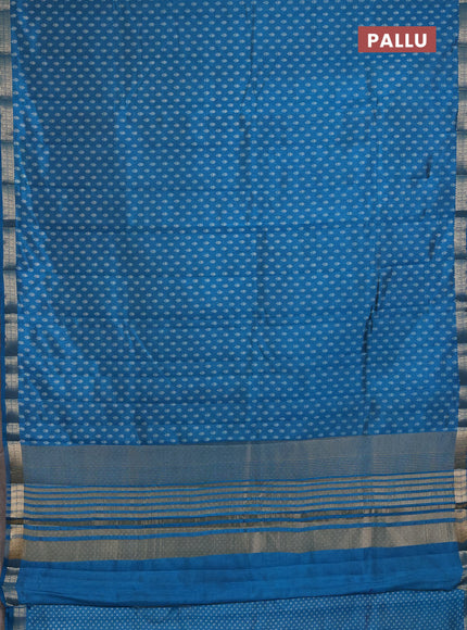 Semi Raw Silk Saree cs blue with allover butta prints and zari woven border