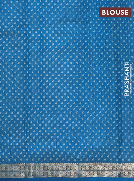 Semi Raw Silk Saree cs blue with allover butta prints and zari woven border