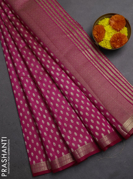 Semi Raw Silk Saree pink with allover butta prints and zari woven border