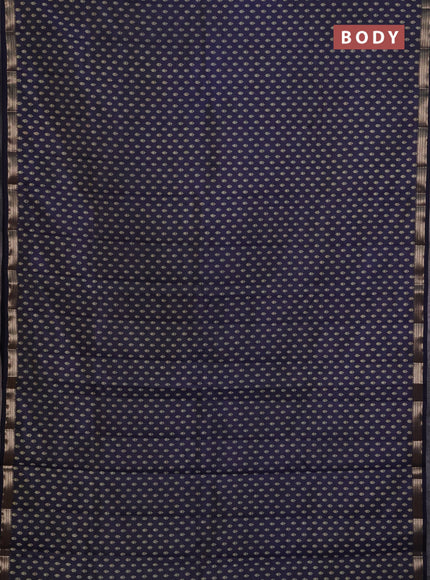 Semi Raw Silk Saree navy blue with allover butta prints and zari woven border