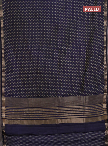 Semi Raw Silk Saree navy blue with allover butta prints and zari woven border