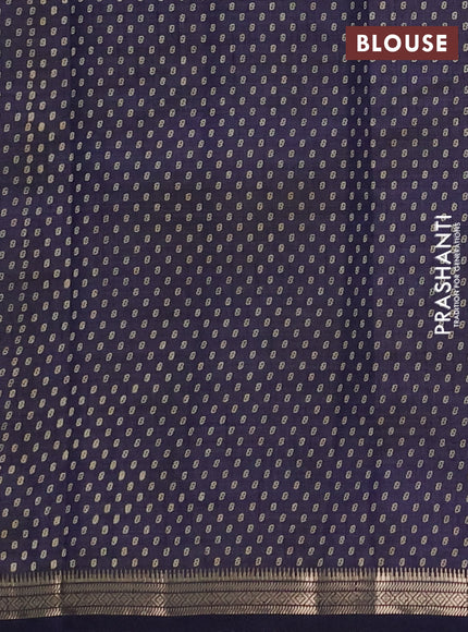 Semi Raw Silk Saree navy blue with allover butta prints and zari woven border