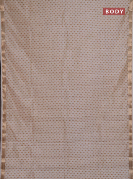 Semi Raw Silk Saree cream with allover butta prints and zari woven border