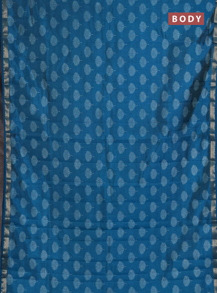 Semi Raw Silk Saree cs blue with allover butta prints and zari woven border